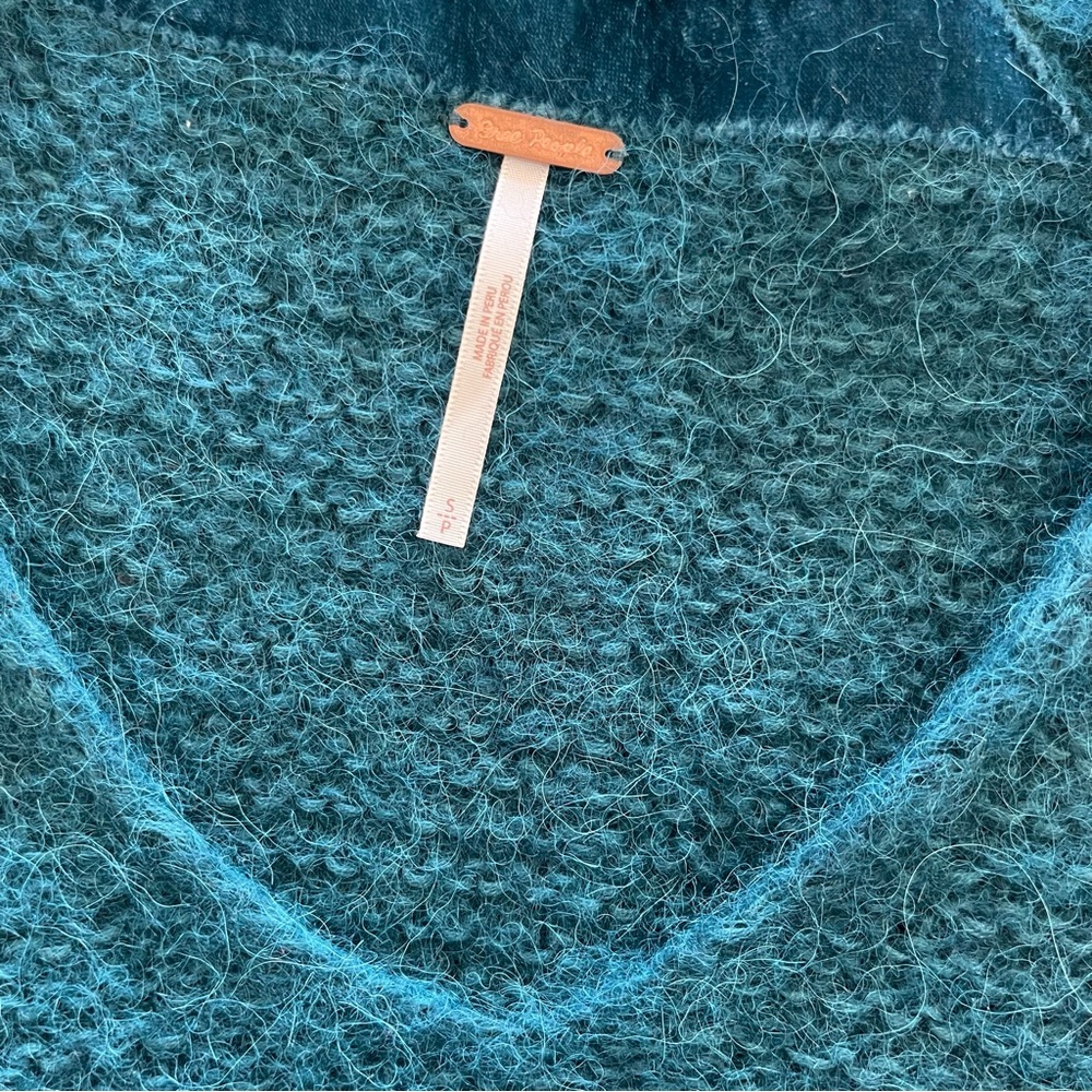 Free People All Mine Women's Alpaca Blend Pullover Knit Teal Sweater Small - Picture 6 of 6